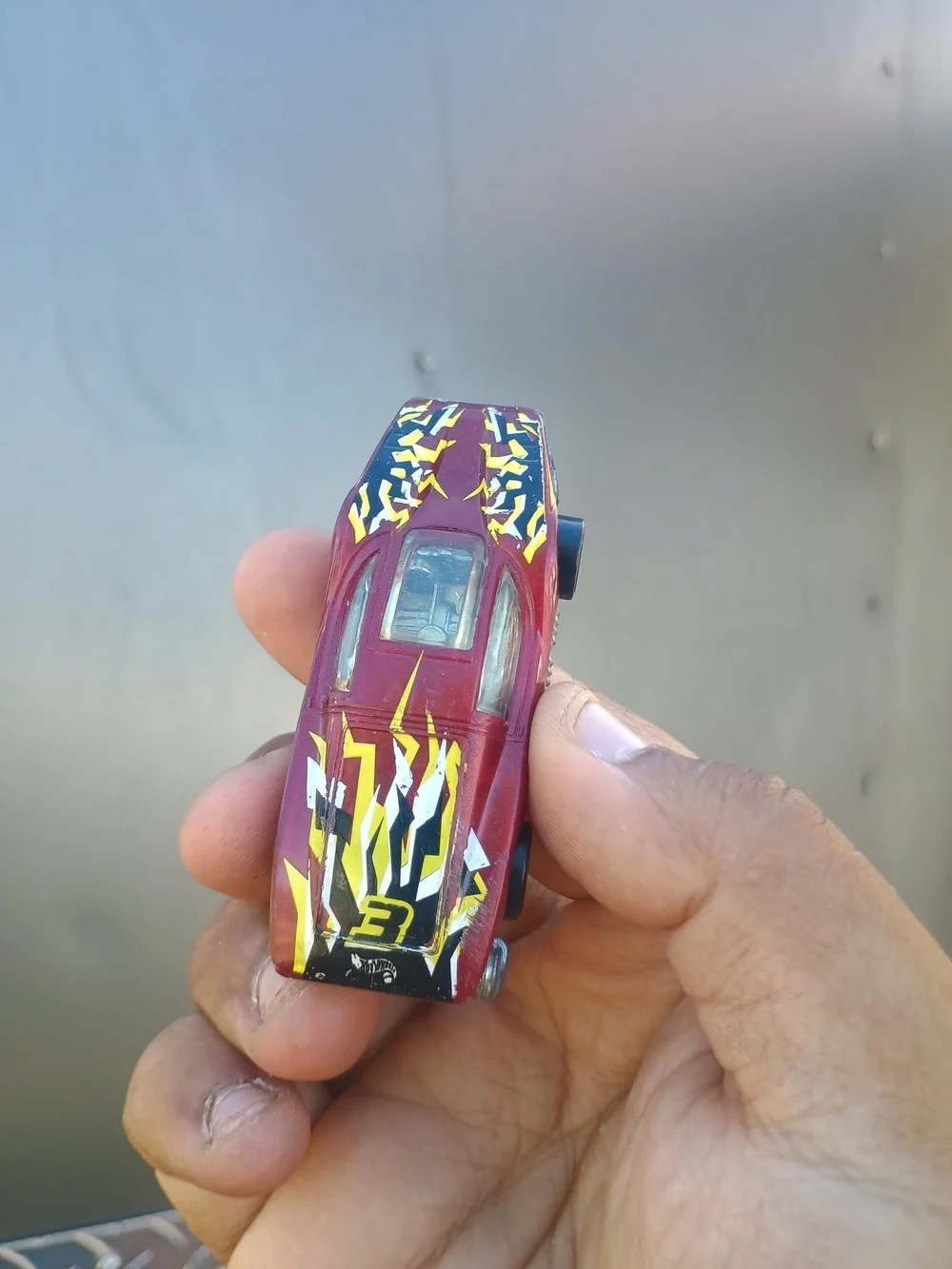 Vintage Hot Wheels 1974 Silver Bullet No 3 Rare Maroon w/Lightening Bolts Origin